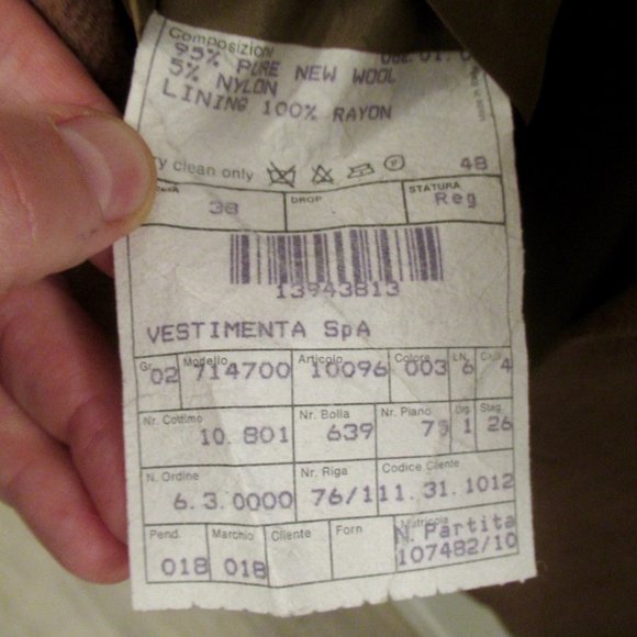 Armani Black Label Men's Light to Medium Brown Herringbone Blazer Size 38R - Picture 6 of 10